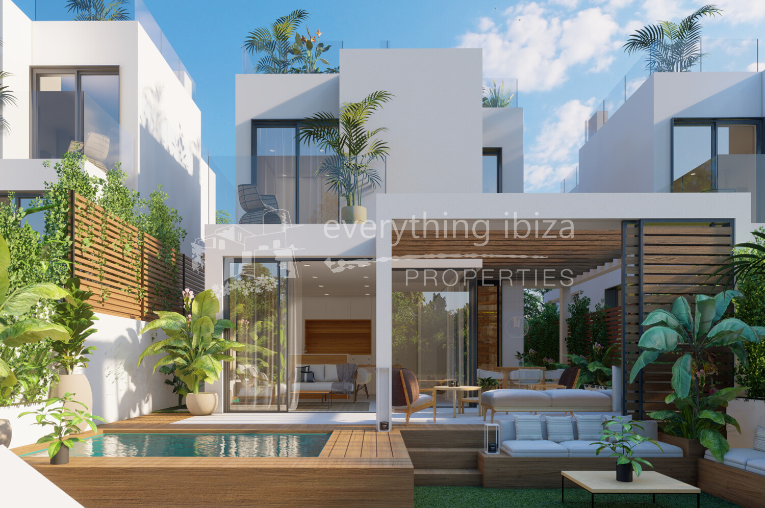 Luxury New Modern Villas Close to the Beach with Super Rooftop Views, ref. 1739, for sale in Ibiza by everything ibiza Properties