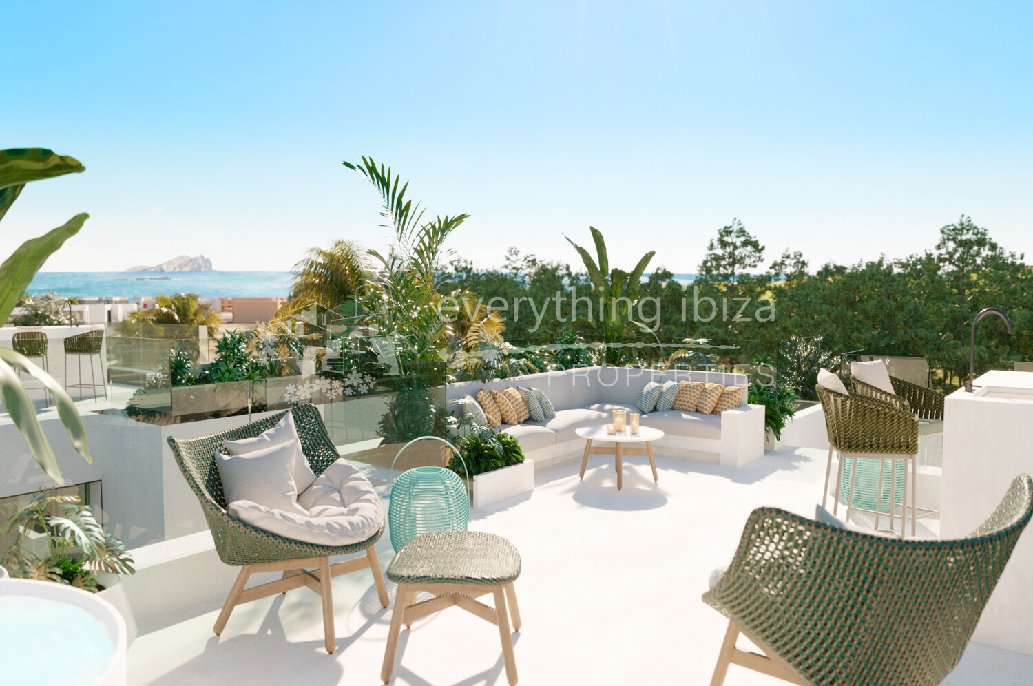 Luxury New Modern Villas Close to the Beach with Super Rooftop Views, ref. 1739, for sale in Ibiza by everything ibiza Properties