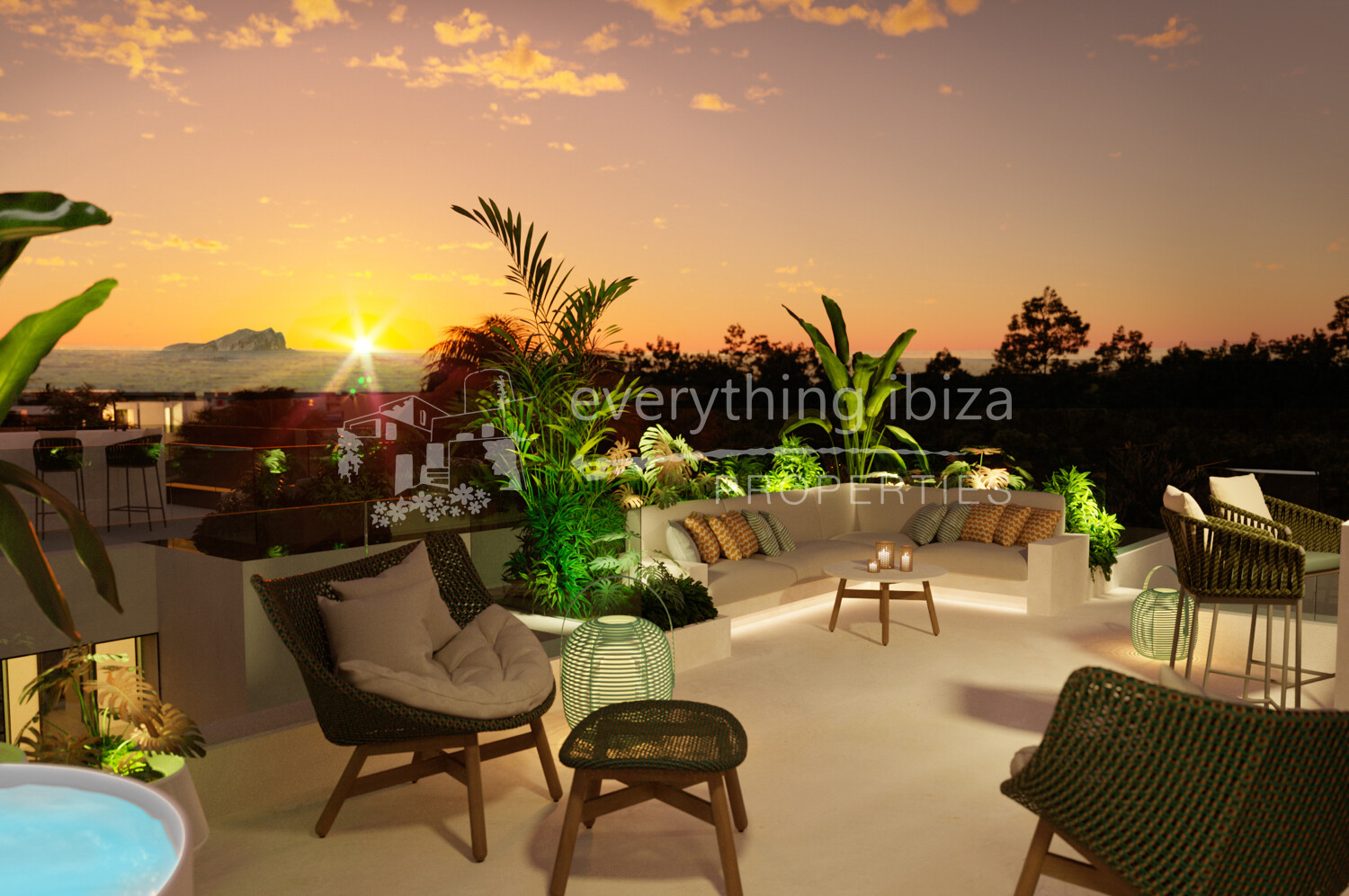 Luxury New Modern Villas Close to the Beach with Super Rooftop Views, ref. 1739, for sale in Ibiza by everything ibiza Properties