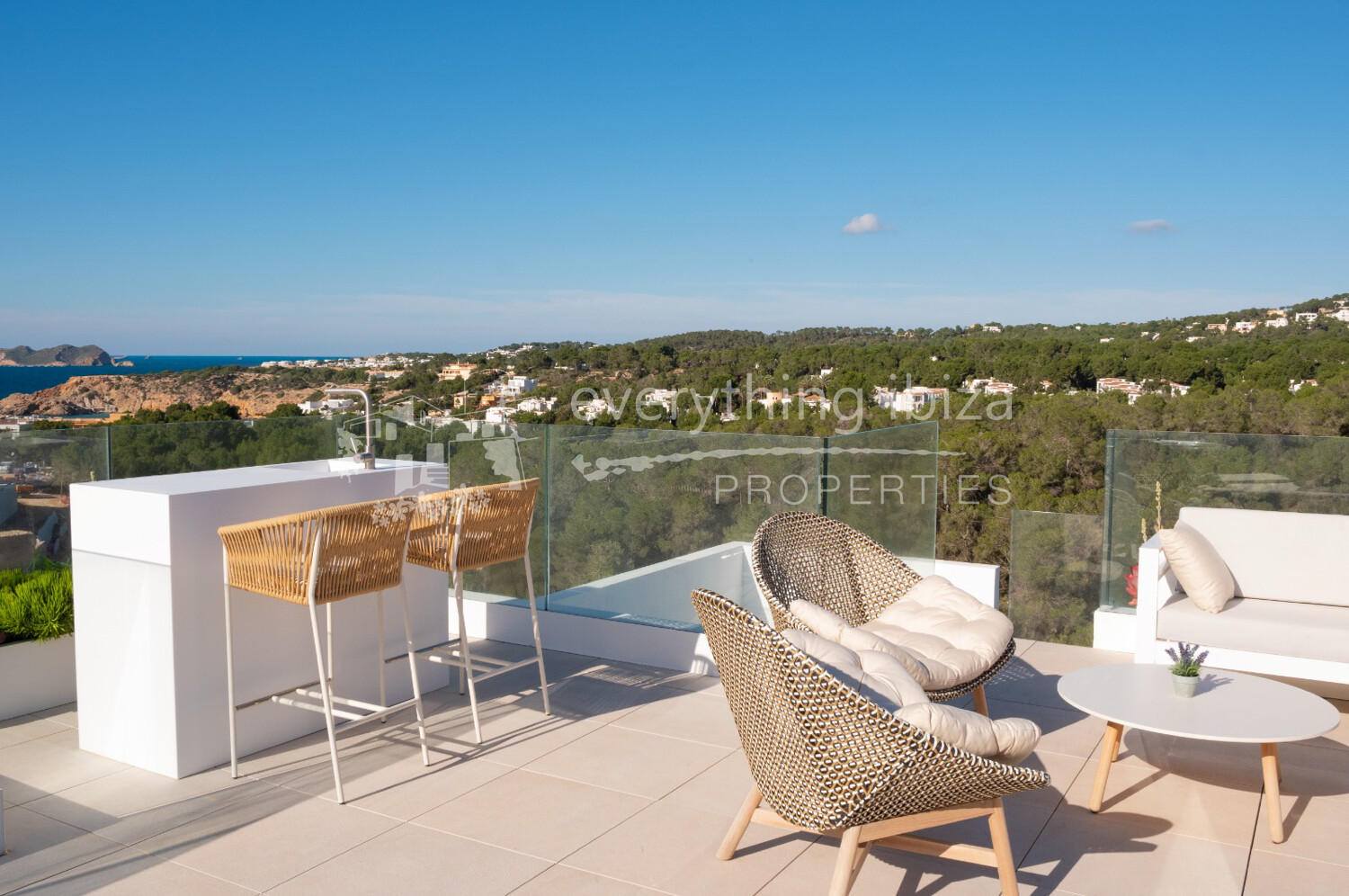 Luxury New Modern Villas Close to the Beach with Super Rooftop Views, ref. 1739, for sale in Ibiza by everything ibiza Properties